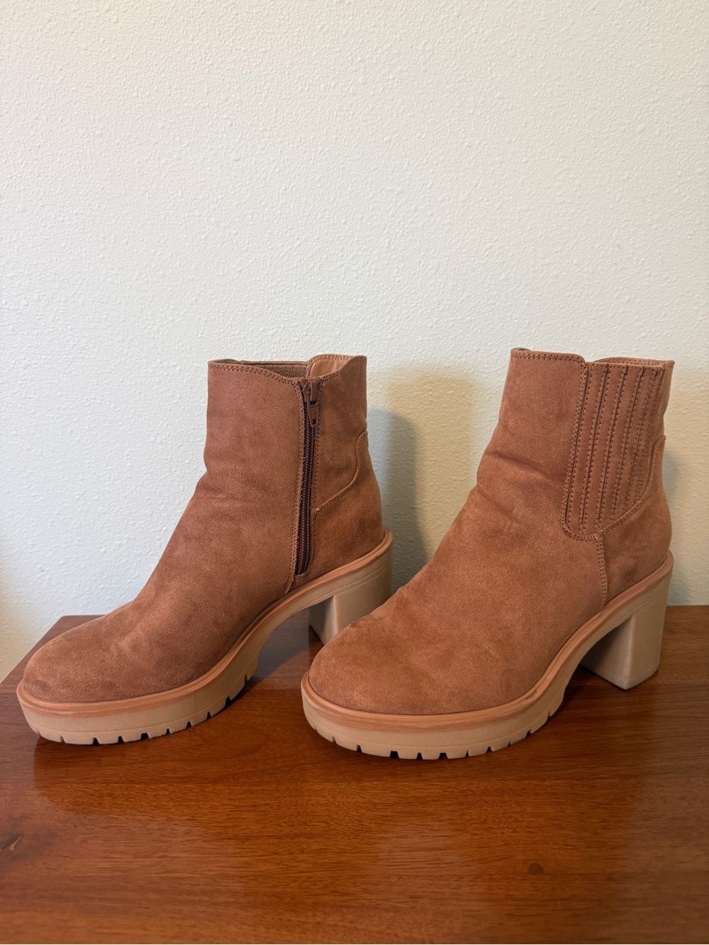 Universal Thread Suede Ankle Booties in Brown